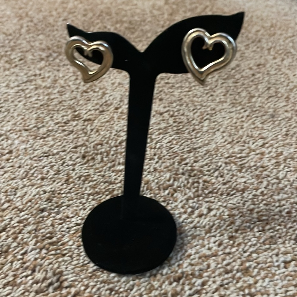 Gold tone Heart shaped post earrings
